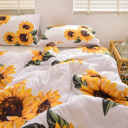 3D floral Duvet Cover Size for Women Yellow Flowers Bedding Set Sunflower Pattern Decor 1 Duvet Cover 2 Pillowcases