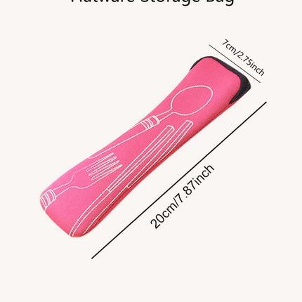 1PC Tableware Bag Fabic Portable Dinner Set Travel Picnic Fork Packaging Outdoor Camping Kitchen Home Storage Bags(only Bag)