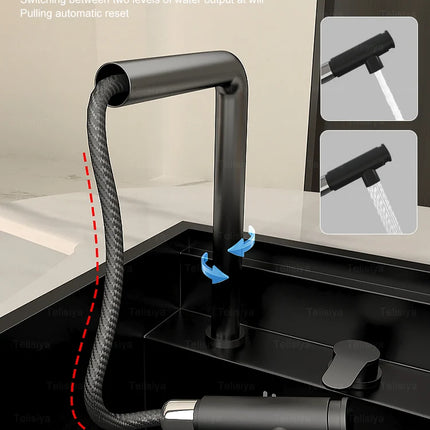 Hidden Bar Sink Stainless Steel Kitchen Sink Folding Faucet MIni Small Wash Basin Undermount for Workstation RV