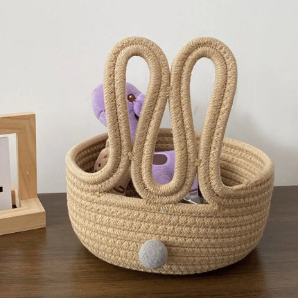 1pcs Easter Style Cartoon Rabbit Storage Basket Home Living Room Bedroom Cosmetics Snack Key Organizer