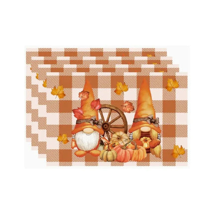 4/6pcs Placemats Thanksgiving Pumpkin Harvest Kitchen Dining Table Decor Accessories Heat Resistant Linen Tableware Mats Coaster