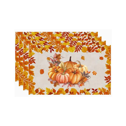 4/6pcs Placemats Thanksgiving Pumpkin Harvest Kitchen Dining Table Decor Accessories Heat Resistant Linen Tableware Mats Coaster