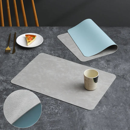 Square Double-Layer Cowhide PU Leather Placemat