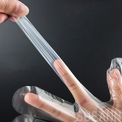 100pcs Food Plastic Gloves Transparent Disposable Gloves Kitchen Accessories