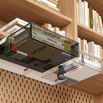 Under-Table Drawer Transparent Storage Box