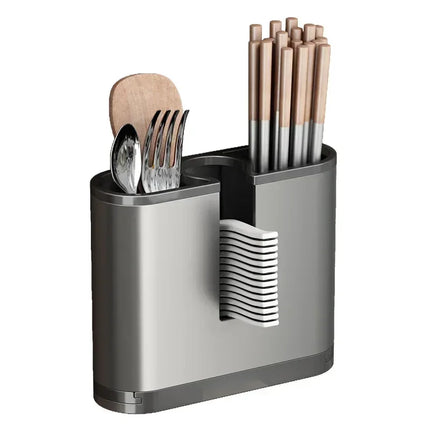 Wall-mounted Chopsticks Tube Kitchen Rack Wall Hanging Punch-free Tool Rest Cutter Drain Aluminium Chopsticks Cage Storage Box