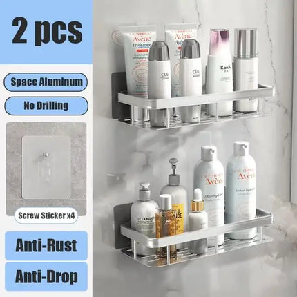 No Drill Wall-Mounted Bathroom Shelf Corner Rack