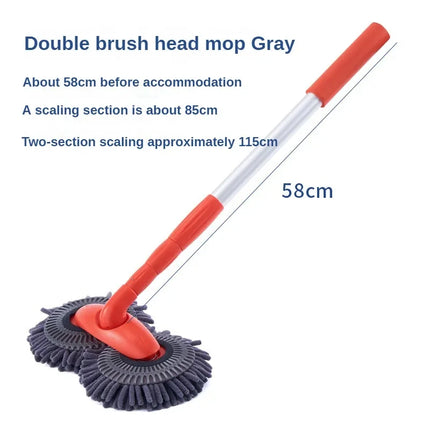 Car Double Head Car Wash Mop Car Wash Brush Rotating Not Hurt The Car Soft Brush Long Handle Detachable Retractable Car Brush