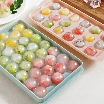 Round Ice Cube Tray with Lid Plastic Diamond Style 3D Ice Mold Refrigerator Spherical DIY Moulds Ice Ball Maker Kitchen Tools