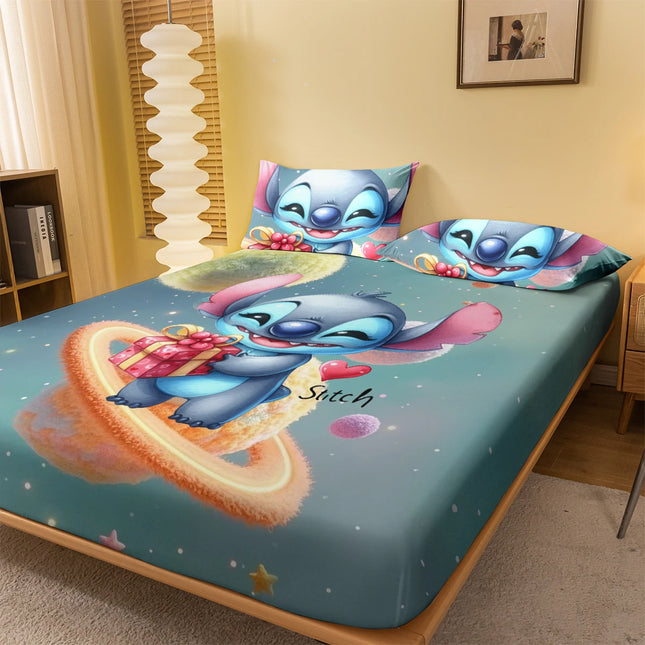 1 cartoon cute Stitch pattern digital printed frosted Fitted Sheet,bedroom printed bed cover,bedding(No pillowcase)