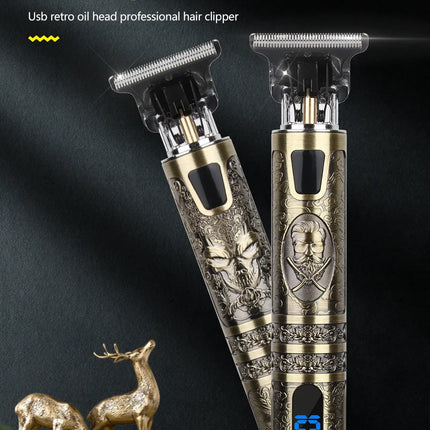 T9 LCD Electric Hairdresser Oil Shaving Head Electric Pusher Carving Electric Pusher Clipper Hair Precision Trimmer for Men Care
