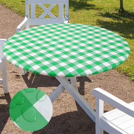 Homaxy Round Table Cloth Fitted Vinyl Tablecloth Elastic Waterproof Dining Table Covers Home Decoration For Picnic Camping Out