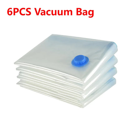 6PCS Vacuum Storage Bags Vacuum Seal Bag with Pump Space Saving Bags for Comforters Clothes Pillow Bedding Blanket Storage Bag