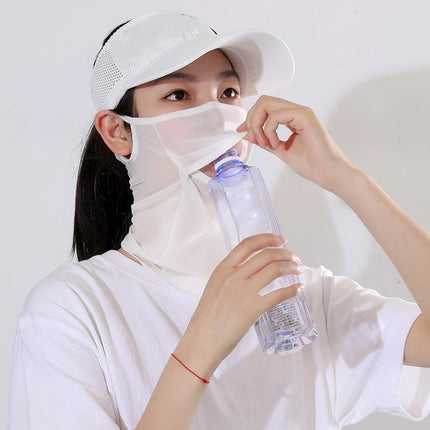 Ice Silk Full Face Sun Protection Mask Breathable Running Sports Mask Soft Anti Ultraviolet Face Scarf for Outdoor Golf Supplies