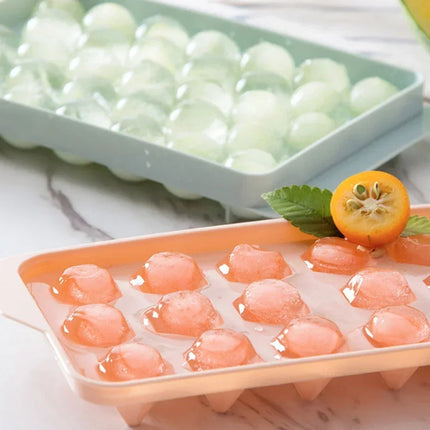 Round Ice Cube Tray with Lid Plastic Diamond Style 3D Ice Mold Refrigerator Spherical DIY Moulds Ice Ball Maker Kitchen Tools