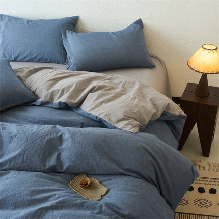 2025 New All-cotton Quilt Cover Class A Yarn-dyed Washed Cotton Single Bed Cover Solid Light Blue Breathable Bedding 220x240