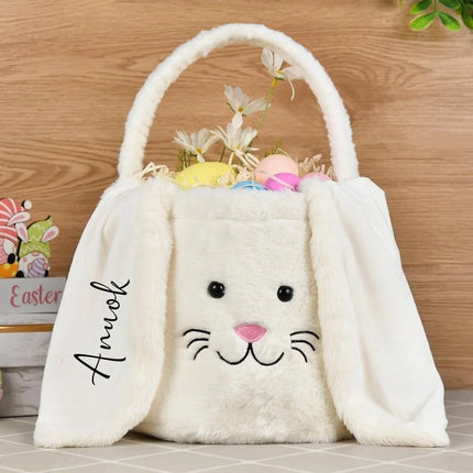 Personalized Plush Easter Bunny Basket for kids boys girls Cotton Toy Bag for Easter Egg Hunt Kids Holiday Gift Party supplies