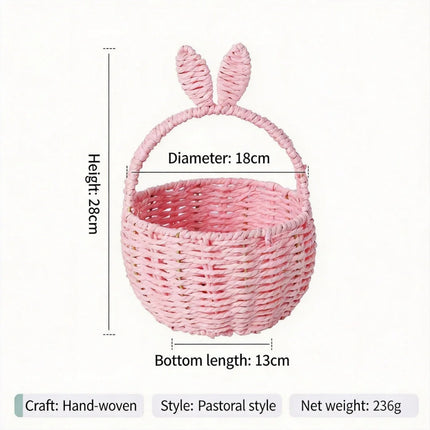 Bunny Gift Basket Decorative Easter Basket Rabbit Ear Basket Rattan-Style For Event Favors Nursery Room Easter Gift