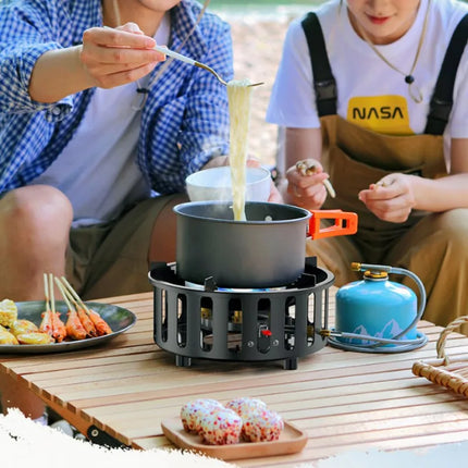7-Core Camping Stove High-Power Strong Fire Portable Tourist Gas Burner Windproof Electronic Ignition Camping Equipment