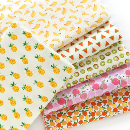 Graceful Pink Green Stripe Fruit  Series Apple Banana Printed Cotton Fabric 50x160cm For DIY Sewing Bedding Quilting Cloth Decor