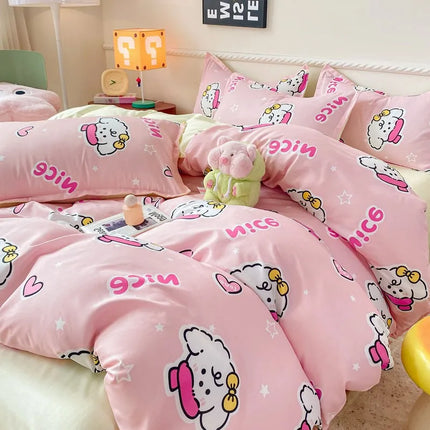 Summer Bedding Set 2024 Ins Twin Queen Duvet Cover Flat Sheet Pillowcase No Filler Girl Boys Hotel Home Bed Linens