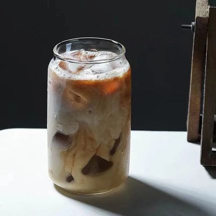 Leeseph Coffee Mug Glass Cup With Lid and Straw Transparent Coffee Tea Milk Juice Cold Drinking Cup Bar Kitchen Accessories