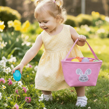 Cartoon Rabbit Storage Basket Wear-resistance Decorative Rabbit Egg Basket with Handle Large Capacity Happy Easter Handbag