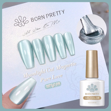 BORN PRETTY 10ml Rainbow Purple Water Light Cat Magnetic Gel Nail Polish Shining Sliver-light Holographics Semi Permanent UV Gel