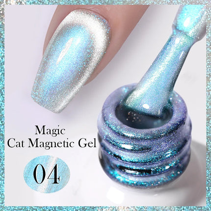 BORN PRETTY 10ml Rainbow Purple Water Light Cat Magnetic Gel Nail Polish Shining Sliver-light Holographics Semi Permanent UV Gel