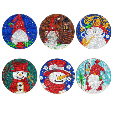 6/9Pcs DIY Diamond Painting Christmas Coaster Ornament Santa Snowman Drink Cup Cushion Diamond Embroidery Kit Xmas Kitchen Decor