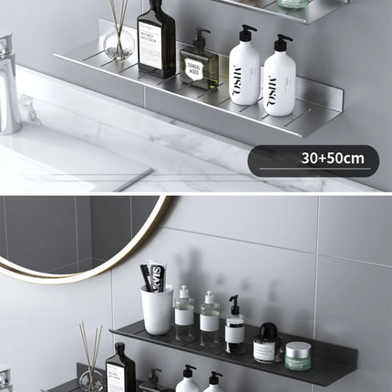 ULA Bathroom Storage Rack 30-50cm Modern Bathroom Shelves Black Silver Kitchen Wall Shelf Home Accessories