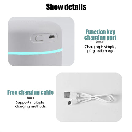 Portable 420ml Air Humidifier Aroma Oil Humidificador for Home Car USB Cool Mist Sprayer with Colorful Soft Night Light Purifier