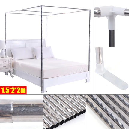 4 Corner Stainless Steel Bedding Canopy Frame Post Mosquito Netting Bracket Tool