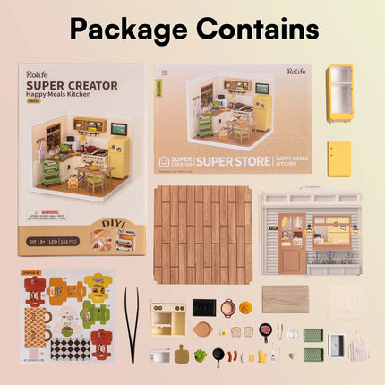 Robotime Rolife 3D Puzzle Model Super Store Series Happy Meals Kitchen Plastic DIY Miniature House Kit Building Blocks Kits