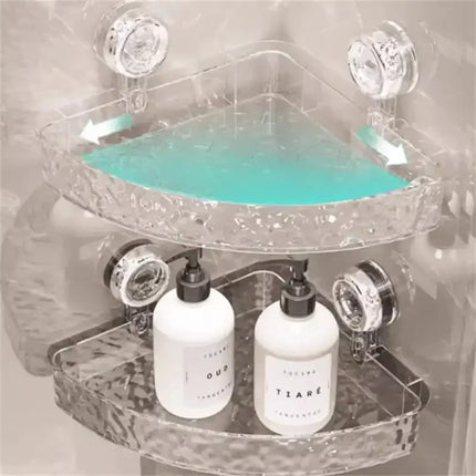 New Bathroom Shelf Corner Space Shower Room Suction Cup Bathroom Storage Shelf Basket Home Storage Organizer Shelf Decorative