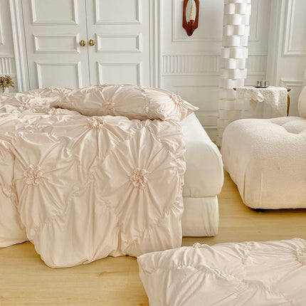 3pcs Bedding Cover, Big Pinch Pleat Duvet Cover, Soft Microfiber Bedding Set with Zipper Closure & Corner Ties