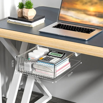Under-Table Drawer Transparent Storage Box