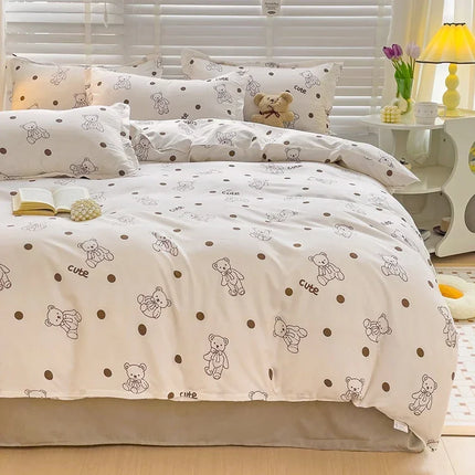 Cartoon Style Bed Sheet Set For Kids Cute Bunny Printed Bedding Set Breathable Durable постельное белье 이불세트 Queen/King Bedding