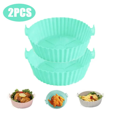 Air fryer Silicone Basket Reusable Container Accessories Oven Tray Pizza Fried Chicken Baking Mold Protector Kitchen Tool 2024