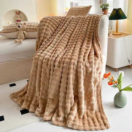 New Bubble Fleece Blanket - Solid Color Rolled Edge Cover Blanket Soft and Comfortable Bedding 150x200 180x200 200x230
