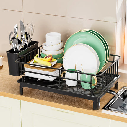 Multi-Functional Kitchen Dish Draining Rack with Cutlery Holder