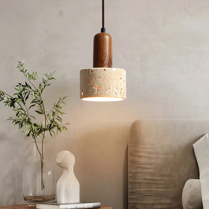 Popular Wabi Sabi Travertine Droplight Over Dining Desk Kitchen Island Yellow Marble Restaurant Decor Pendant Lamp Bedside