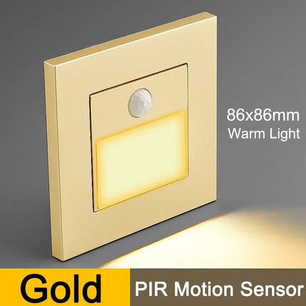 PIR Motion Sensor Led Night Light Recessed Infrared Body Induction Lamp for Steps Ladder Stairs Corridor Bedroom Kitchen Lights