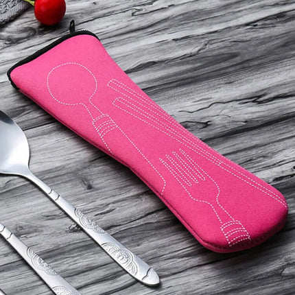 1PC Tableware Bag Fabic Portable Dinner Set Travel Picnic Fork Packaging Outdoor Camping Kitchen Home Storage Bags(only Bag)