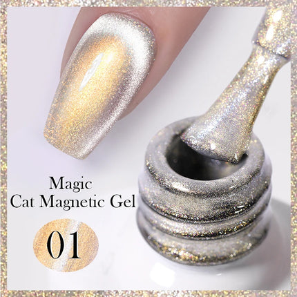 BORN PRETTY 10ml Rainbow Purple Water Light Cat Magnetic Gel Nail Polish Shining Sliver-light Holographics Semi Permanent UV Gel