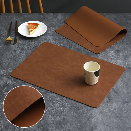 Square Double-Layer Cowhide PU Leather Placemat