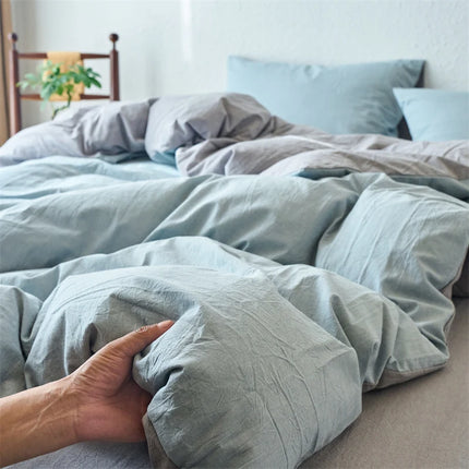 2025 New All-cotton Quilt Cover Class A Yarn-dyed Washed Cotton Single Bed Cover Solid Light Blue Breathable Bedding 220x240