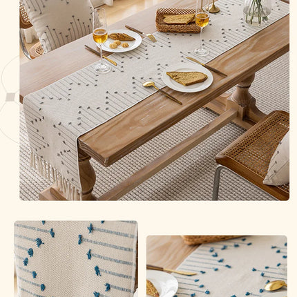 Natural Linen Table Runner with Tassels Dining Decor Wedding Birthday Christmas Decoration for Home tablecloth