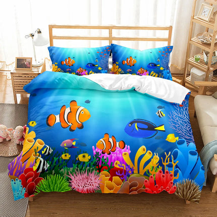 3D Ocean Bedding Set King Queen Double Full Twin Single Size Bed Linen Set