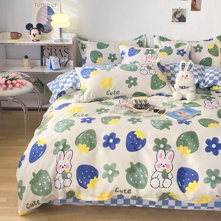 Bedding Set for Girl Boy Bedroom KIDS Modern Comforter Duvet Cover Flat Sheet Pillowcase  Home Textile Soft Bed Linen